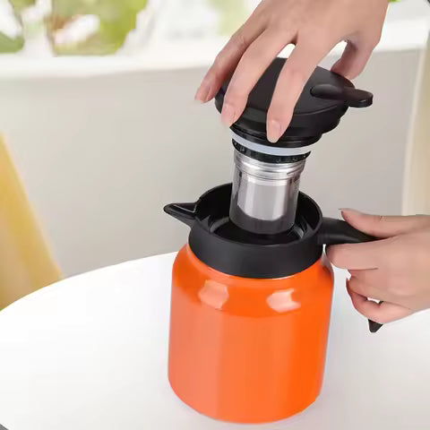 800ml Stainless Steel Thermos water bottle with Detachable Tea Filter Leak-Proof Milk Coffee Insulation Teapot Thermos Jugs