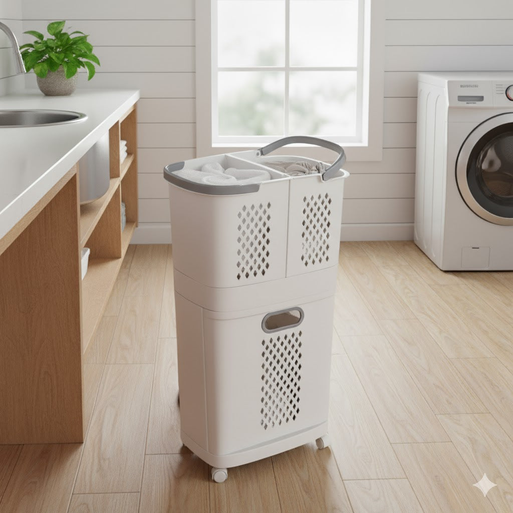 3-Tier Rolling Basket with Detachable Compartments