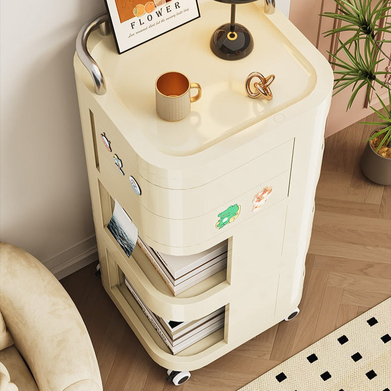 4 Tier Multi-Purpose Rolling Cart with 2 Rotational Compartments
