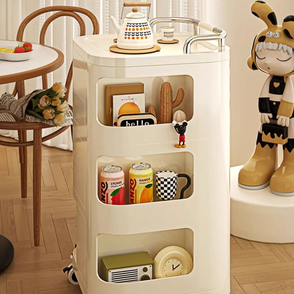 4 Tier Multi-Purpose Rolling Cart with 2 Rotational Compartments