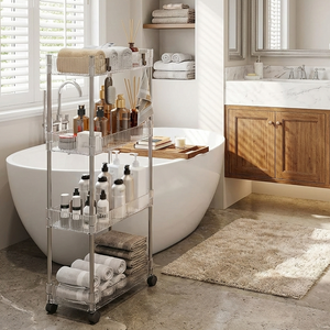 Ribbed & Slim 4-Tier Moveable Acrylic Trolley