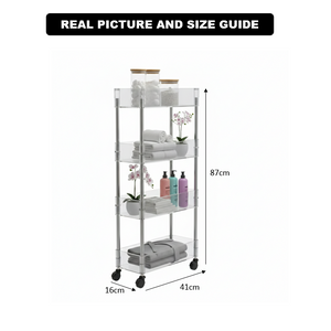 Ribbed & Slim 4-Tier Moveable Acrylic Trolley