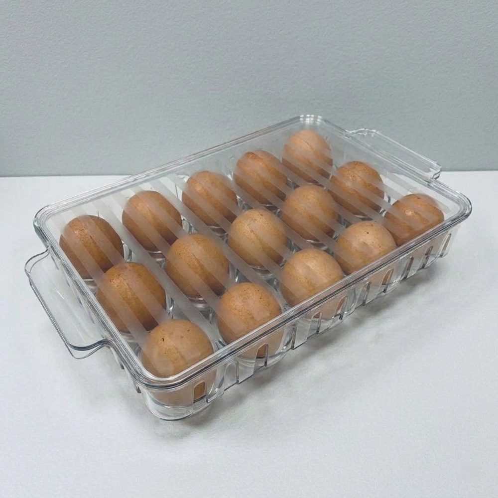 SmartNest Transparent 15-Grid Egg Tray with Lid