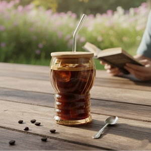 SipNSeal Ribbed Glass Tumbler