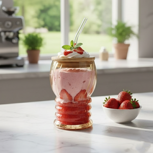SipNSeal Ribbed Glass Tumbler