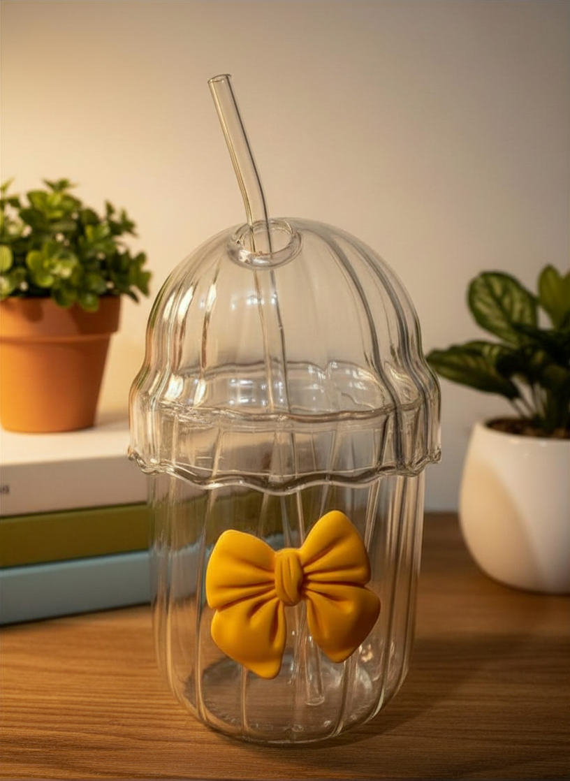 Bow Sipper Glass Cup