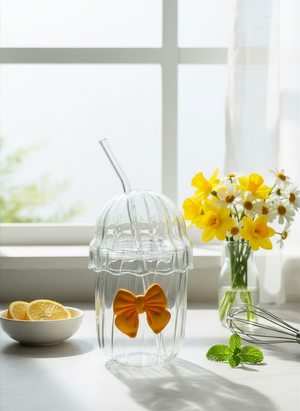 Bow Sipper Glass Cup
