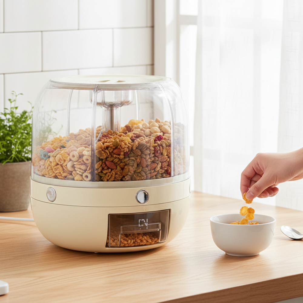 6-Grid Rotating 8.5KG Grains Container