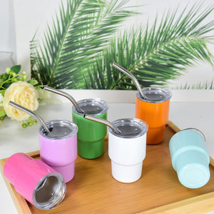 Mini Tumbler Shot Glass with Straw and Lid