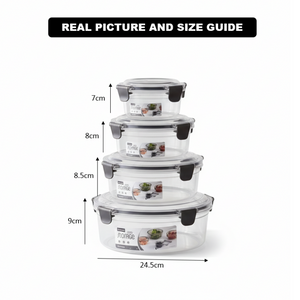 4-Pcs Round Airtight Storage Boxes