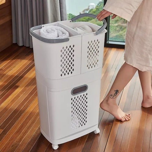 3-Tier Rolling Basket with Detachable Compartments