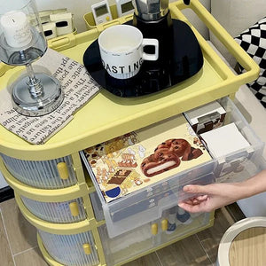 3 Tiered Foldable Storage Cabinet Freestanding Toy Organizing Cart