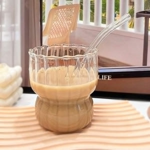 1pc Pink Glass Cup With 3D Bow Lid, Heat-Resistant Borosilicate Glass Cup