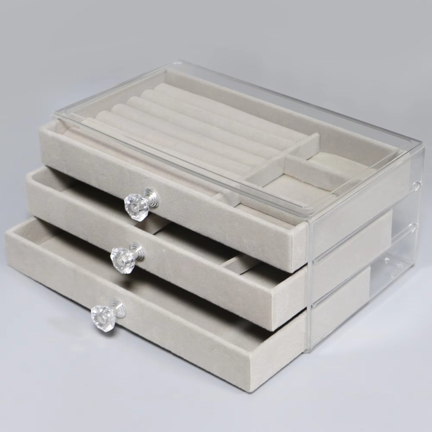 Flannel Jewelry Box Drawer (3-Layer) – Perfect for Storing Earrings, Necklaces & Rings