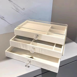 Flannel Jewelry Box Drawer (3-Layer) – Perfect for Storing Earrings, Necklaces & Rings