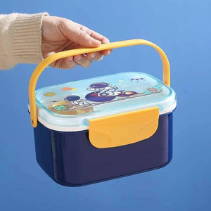 Snap & Munch Double Decker Lunch Box with Handle, Sauce Bowl, and Spoon