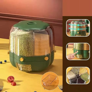6-grid rotating grain container