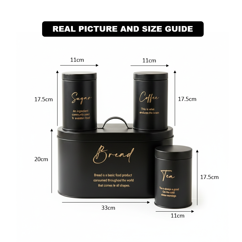 Luxury 4-Piece Bread, Tea, Coffee, and Sugar Canister Set