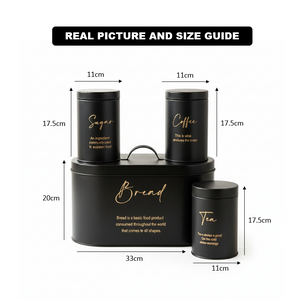 Luxury 4-Piece Bread, Tea, Coffee, and Sugar Canister Set