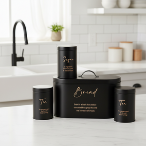 Luxury 4-Piece Bread, Tea, Coffee, and Sugar Canister Set