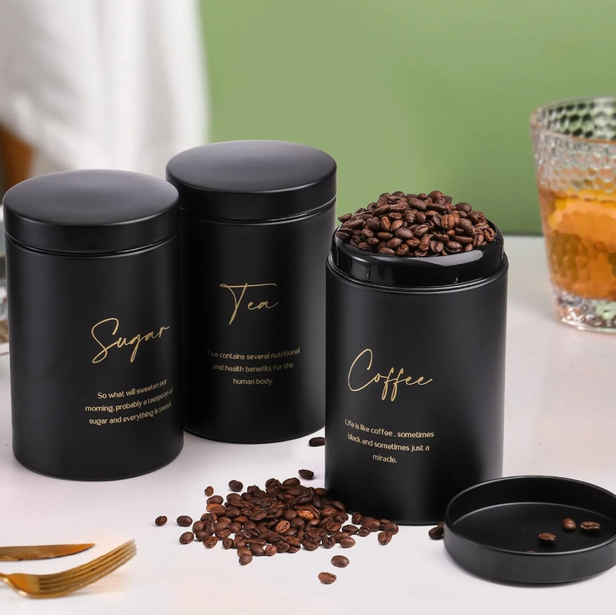 Luxury 4-Piece Bread, Tea, Coffee, and Sugar Canister Set