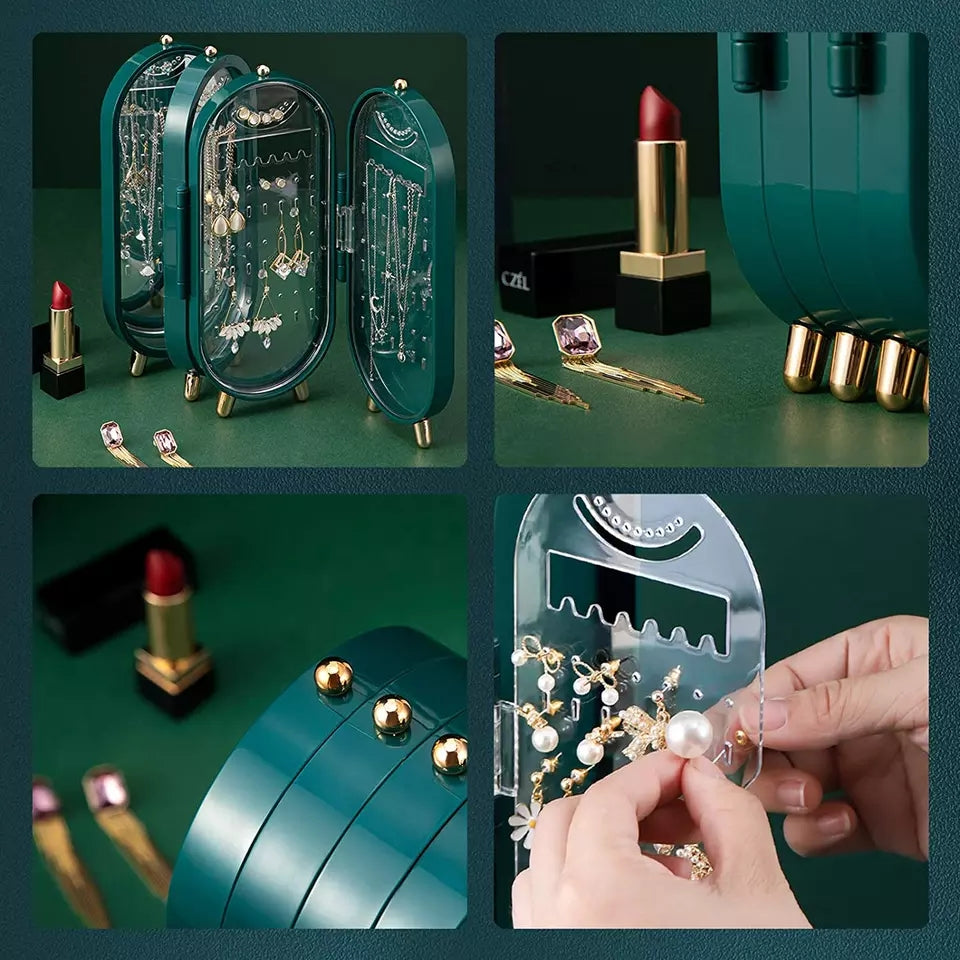 Jewellery case foldable with mirror
