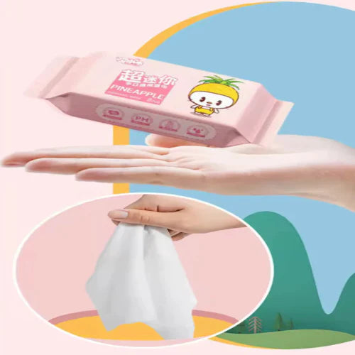 Fresh Glow Mini Pocket Wipes – (Contains 8 Mini Packs of 8 Pcs Each)