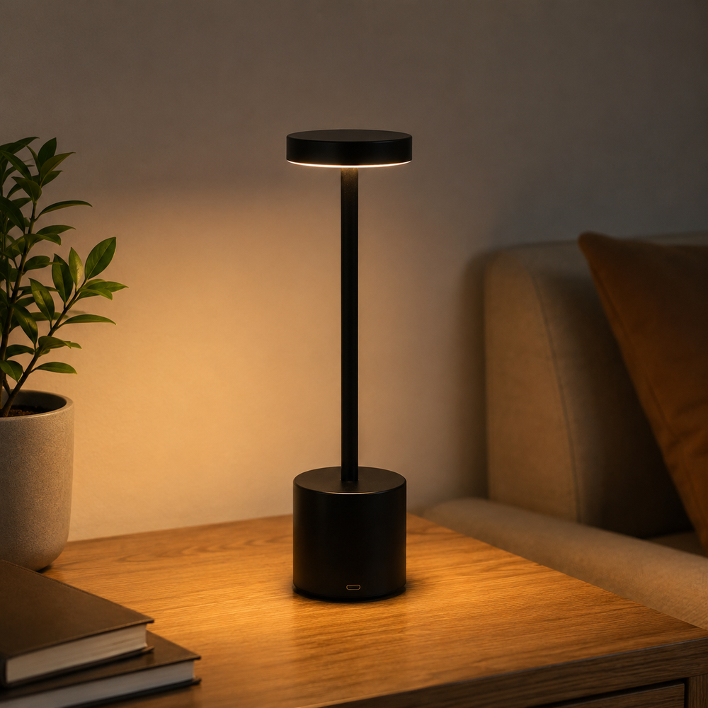Long Neck Metal Touch Sense LED Lamp – Modern Minimalist Design, Rechargeable.