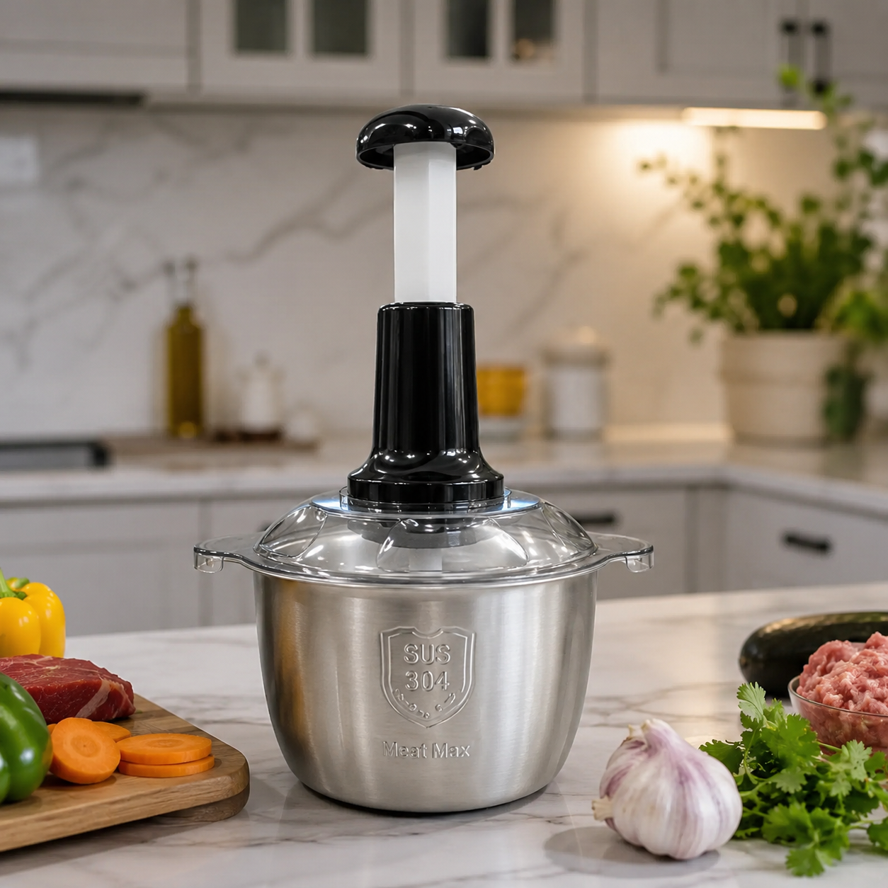 Falari Stainless Steel Push Chopper