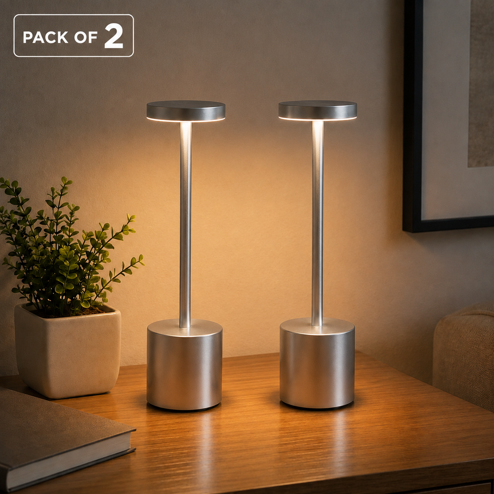 Long Neck Metal Touch Sense LED Lamp – Modern Minimalist Design, Rechargeable.