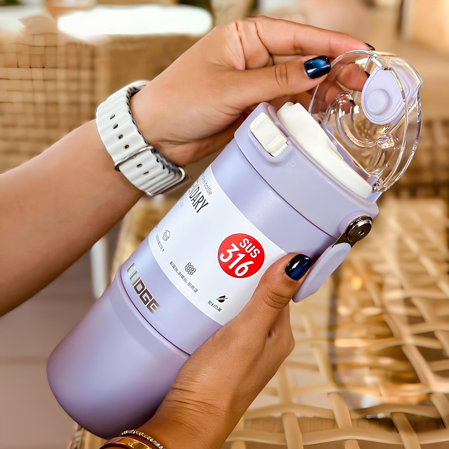 DODGE - Double Wall Vacuum Stainless Steel Tumbler with Dual-Sipping & Handle (770ml) (DB-23682-S)