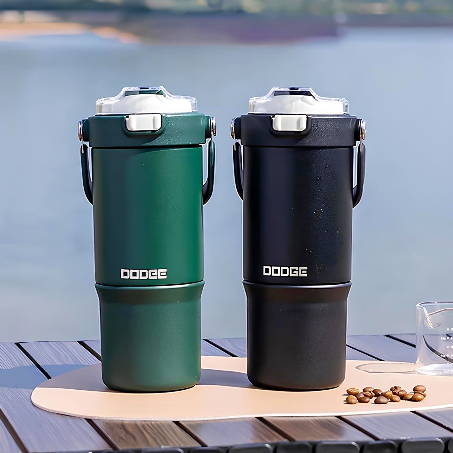 DODGE - Double Wall Vacuum Stainless Steel Tumbler with Dual-Sipping & Handle (770ml) (DB-23682-S)