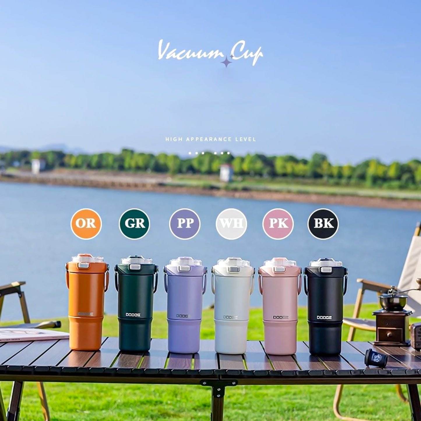 DODGE - Double Wall Vacuum Stainless Steel Tumbler with Dual-Sipping & Handle (770ml) (DB-23682-S)