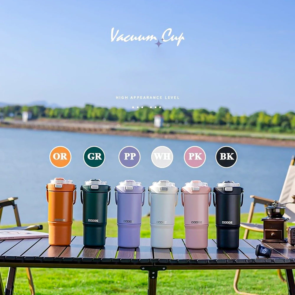 DODGE - Double Wall Vacuum Stainless Steel Tumbler with Dual-Sipping & Handle (770ml) (DB-23682-S)