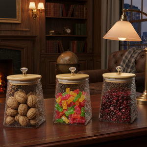 DiamondTop 3-Pcs Glass Jar Set with Airtight Lids (1102)