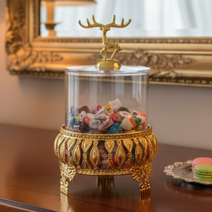 Royal Golden Base Glass Jar with Lid