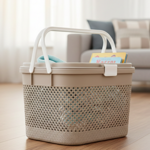 Knitted Pattern Picnic Basket with Handle (2139) by Limon