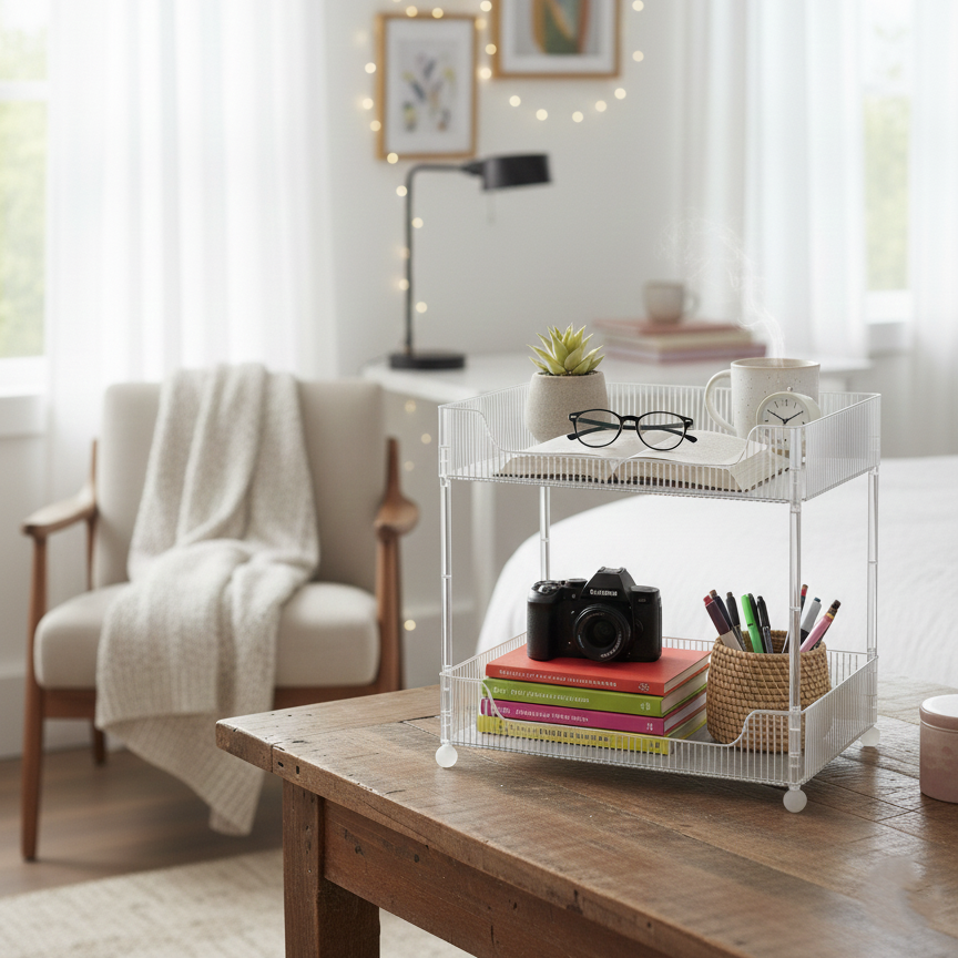 ClearStack 2-Tier Ribbed Acrylic Organizer