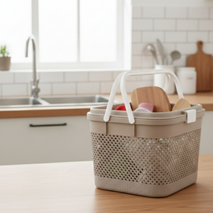 Knitted Pattern Picnic Basket with Handle (2139) by Limon