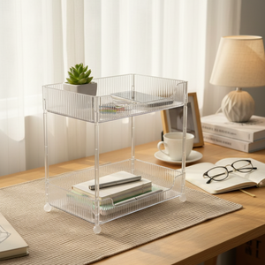 ClearStack 2-Tier Ribbed Acrylic Organizer