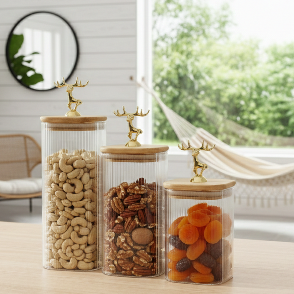 Imperial Stag Glass Jars Trio (1113)