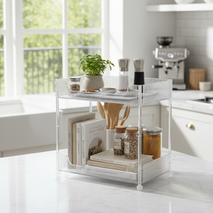 ClearStack 2-Tier Ribbed Acrylic Organizer