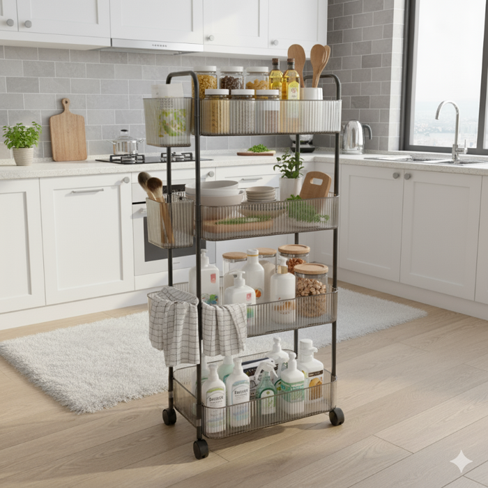 4-Tier Acrylic Utility Rolling Trolley (2374) by Limon