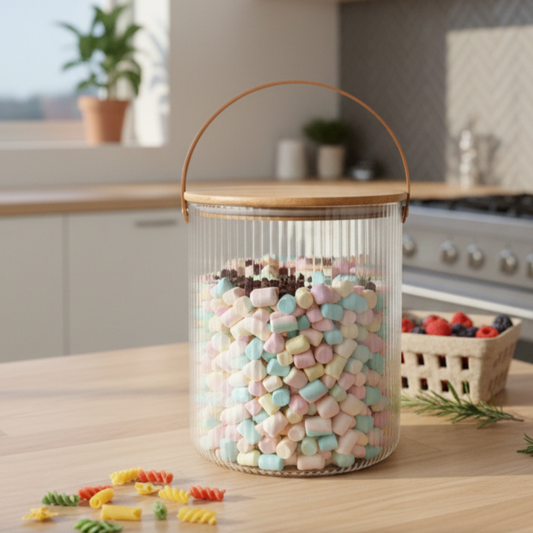 Ribbed Storage Bucket with Wooden Lid & Handle by Limon