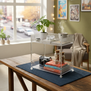 ClearStack 2-Tier Ribbed Acrylic Organizer