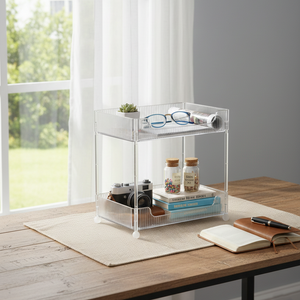 ClearStack 2-Tier Ribbed Acrylic Organizer
