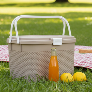 Knitted Pattern Picnic Basket with Handle (2139) by Limon