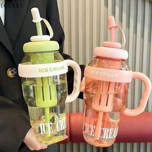 1Pcs Cute Portable Children's Plastic Cup Leakproof With Straw