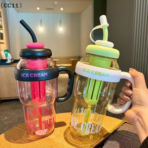 1Pcs Cute Portable Children's Plastic Cup Leakproof With Straw