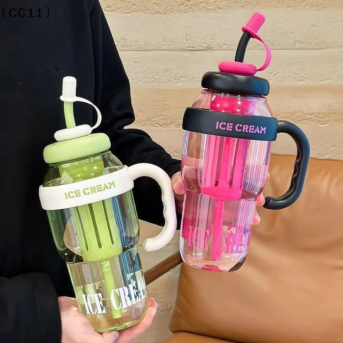 1Pcs Cute Portable Children's Plastic Cup Leakproof With Straw